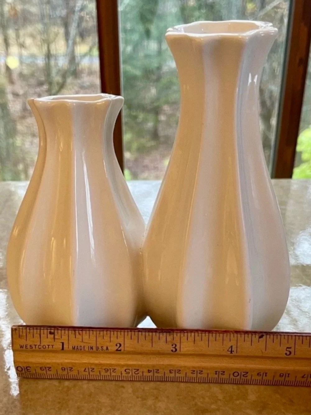 White Ceramic Decorative Vases - conjoined